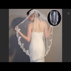 IVORY WEDDING Lace Luxury Veil with Comb and FREE gift (Read Description)